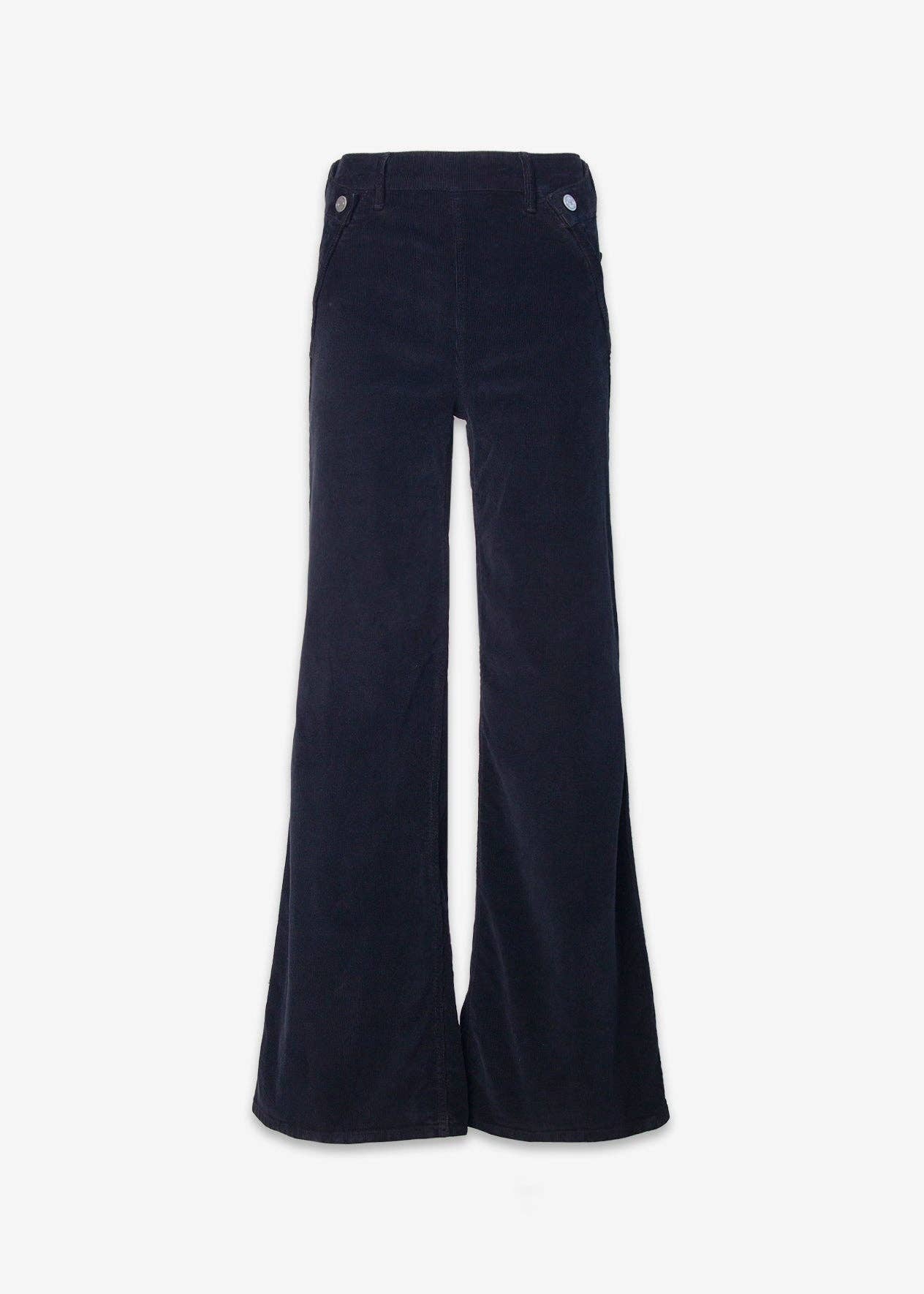 Noend Denim - Dina High Waisted Wide Corduroy In Black: Black / 28