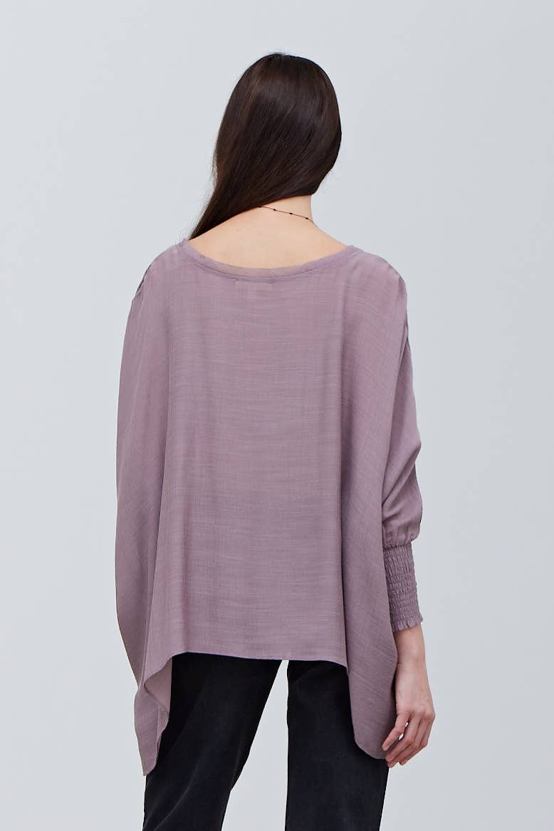 Grade & Gather - 40250PP - SMOCKED SLEEVE BLOUSE: CHARTREUSE / SMALL/MEDIUM