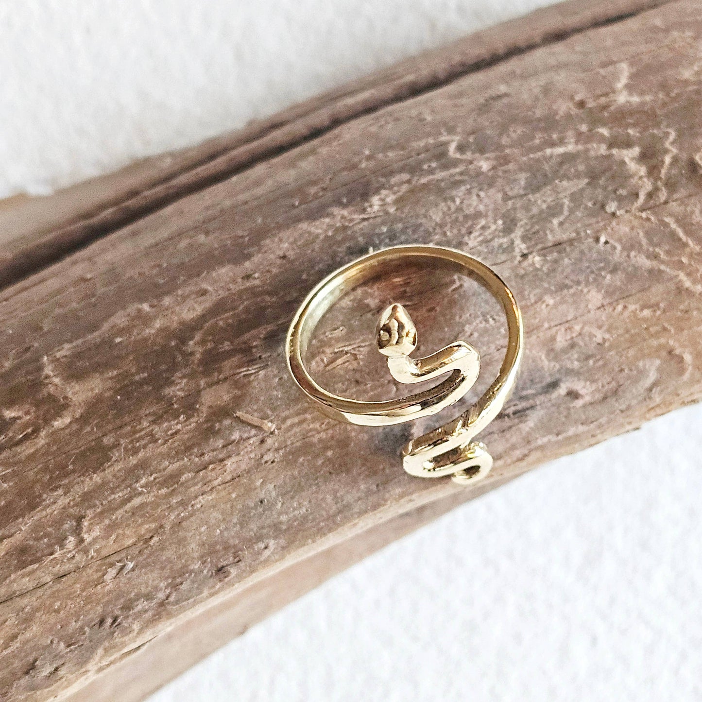 Bisjoux - Brass snake serpent cobra ring adjustable handmade: Brass