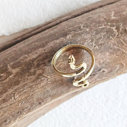 Bisjoux - Brass snake serpent cobra ring adjustable handmade: Brass