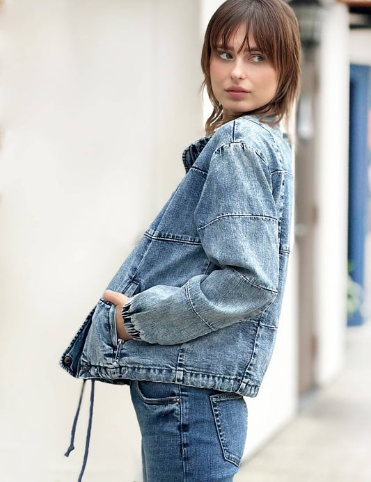 WASH LAB - Puff Adder Jacket: Washed Blue / M