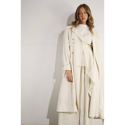 Mulla - BACK PLEATED TRENCH COAT: ASH TAUPE / M