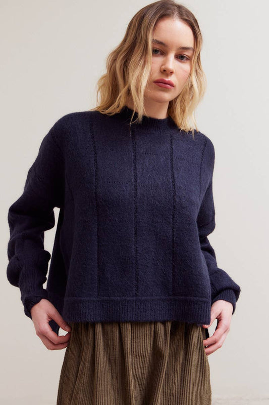 Grade & Gather - 41984 - TEXTURE GRID KNIT: MIDNIGHT / Contemporary / MEDIUM