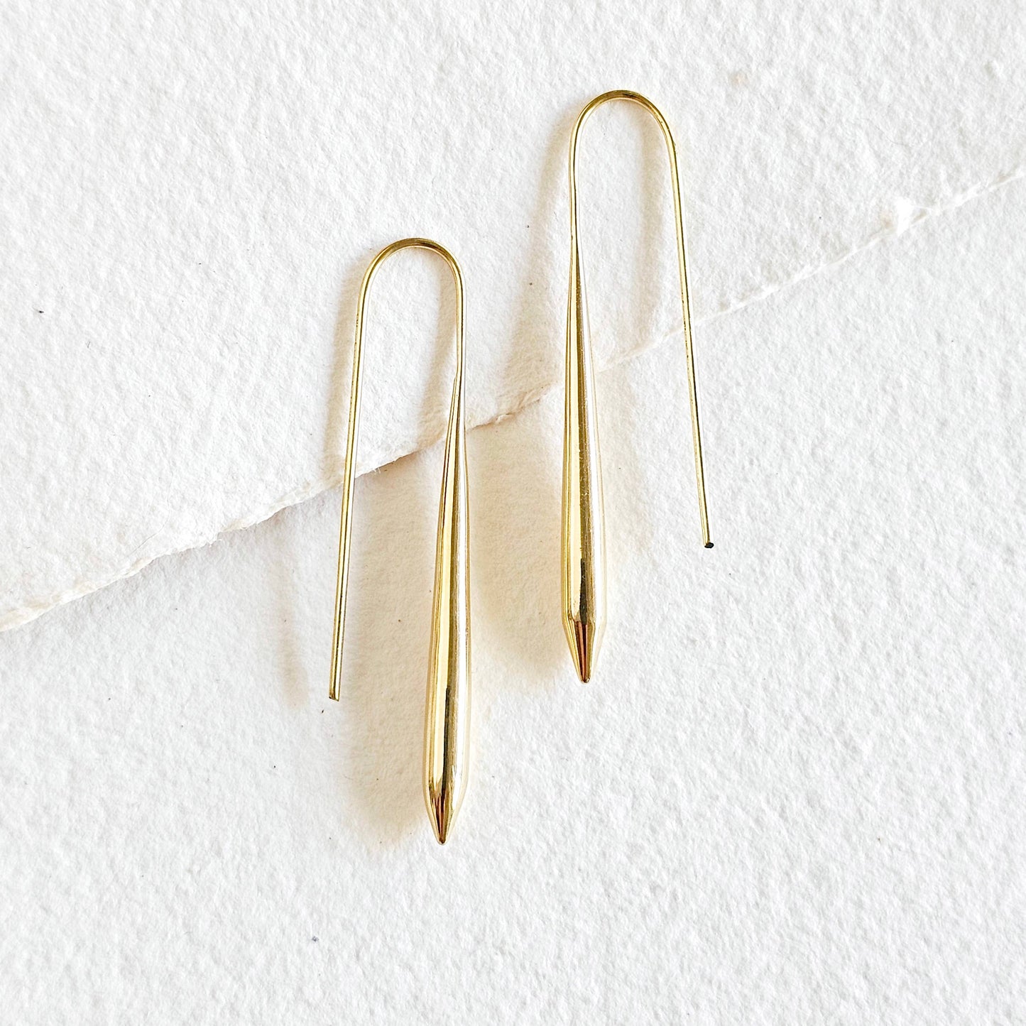 Bisjoux - Brass drop needle spear spike earrings high quality medium