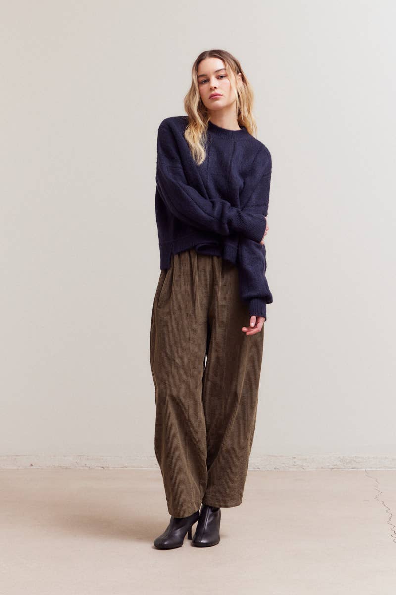 Grade & Gather - 41984 - TEXTURE GRID KNIT: MIDNIGHT / Contemporary / LARGE