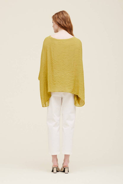 Grade & Gather - 40250PP - SMOCKED SLEEVE BLOUSE: CHARTREUSE / MEDIUM/LARGE