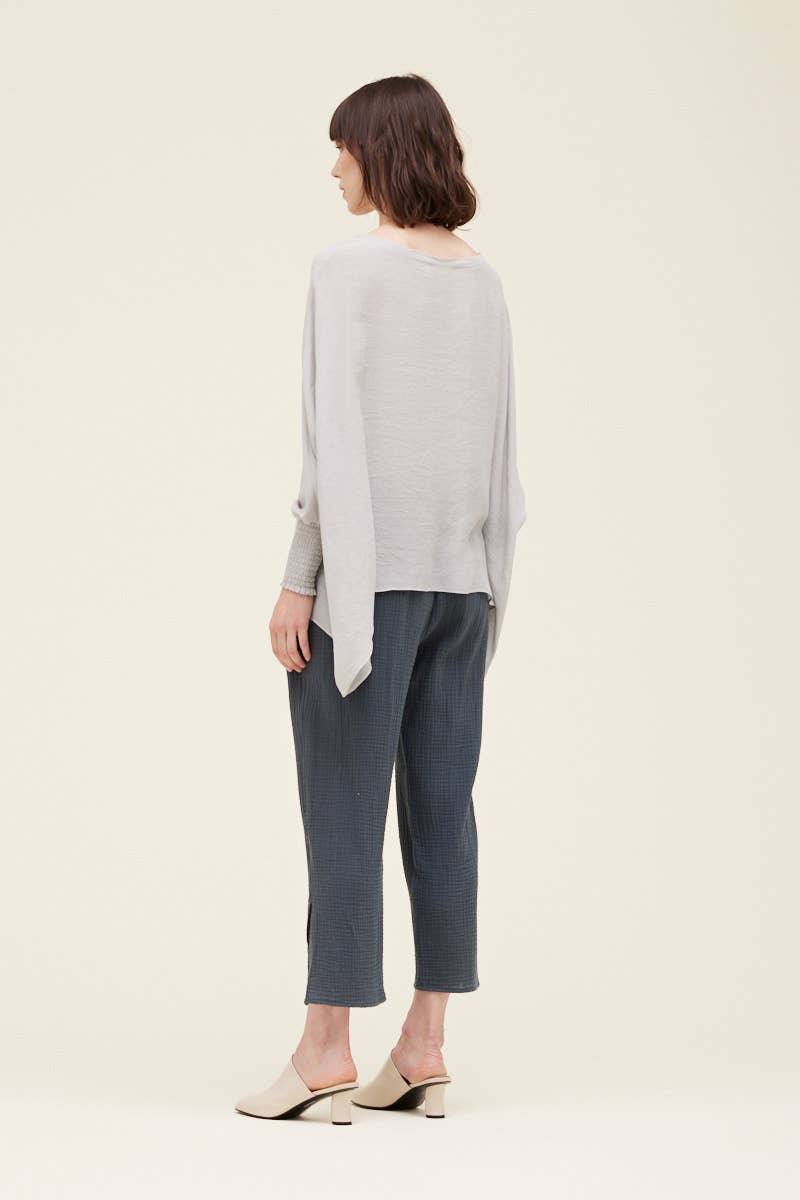 Grade & Gather - 40250PP - SMOCKED SLEEVE BLOUSE: CHARTREUSE / SMALL/MEDIUM