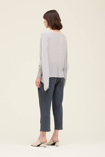 Grade & Gather - 40250PP - SMOCKED SLEEVE BLOUSE: CHARTREUSE / SMALL/MEDIUM