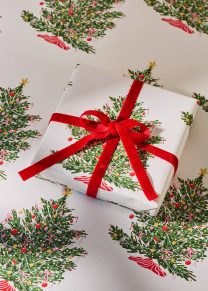 One & Only Paper - Christmas Tree Toffee Stripe Double Sided Wrap | 3 Sheets