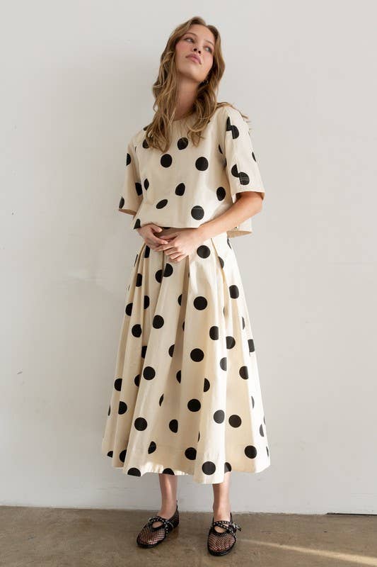 Heyson - JOT1116 Polka Dot Back-Tie Top: CREAM / L