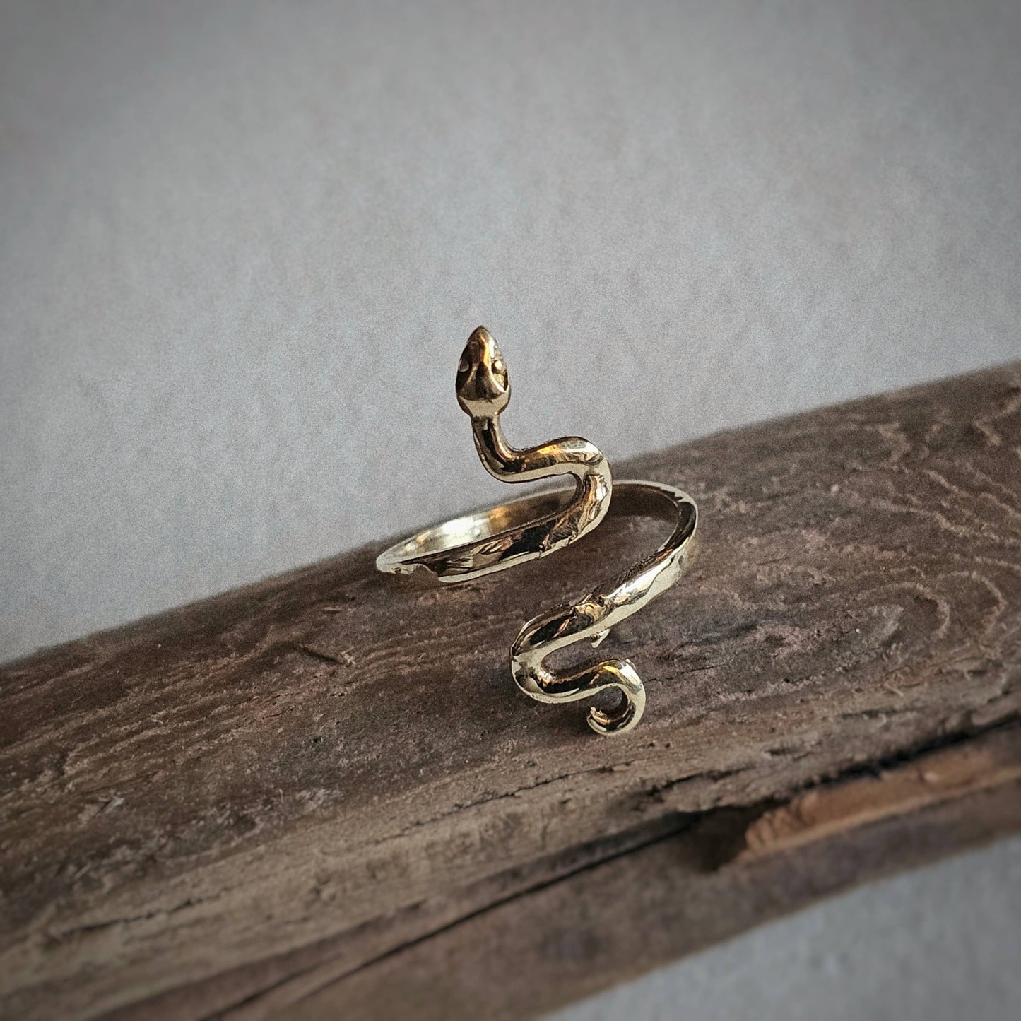 Bisjoux - Brass snake serpent cobra ring adjustable handmade: Brass