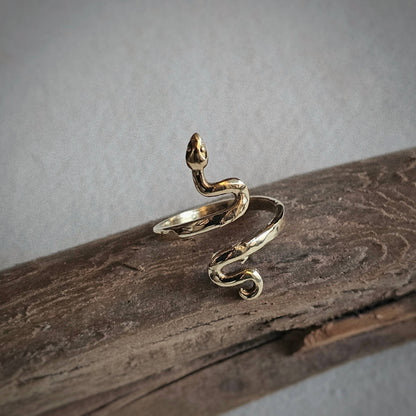 Bisjoux - Brass snake serpent cobra ring adjustable handmade: Brass