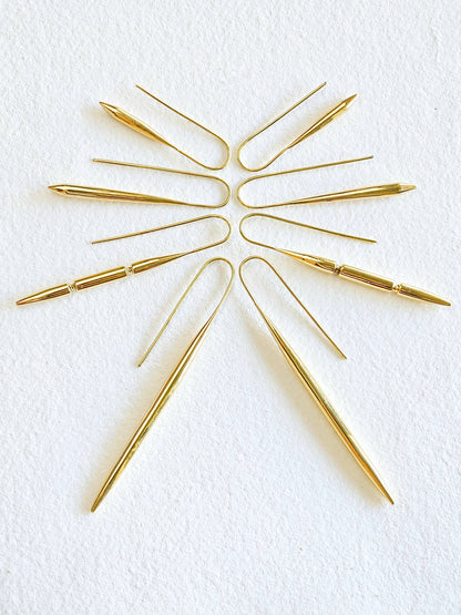 Bisjoux - Brass drop needle spear spike earrings high quality medium