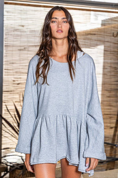 BUCKETLIST - T1164 Cotton French Terry Babyboll Top: CREAM / S-M-L (2-2-2)