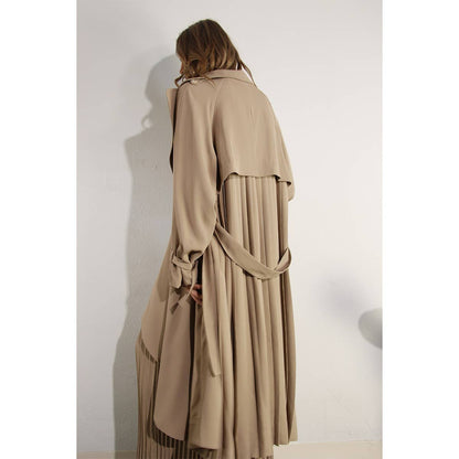 Mulla - BACK PLEATED TRENCH COAT: ASH TAUPE / M