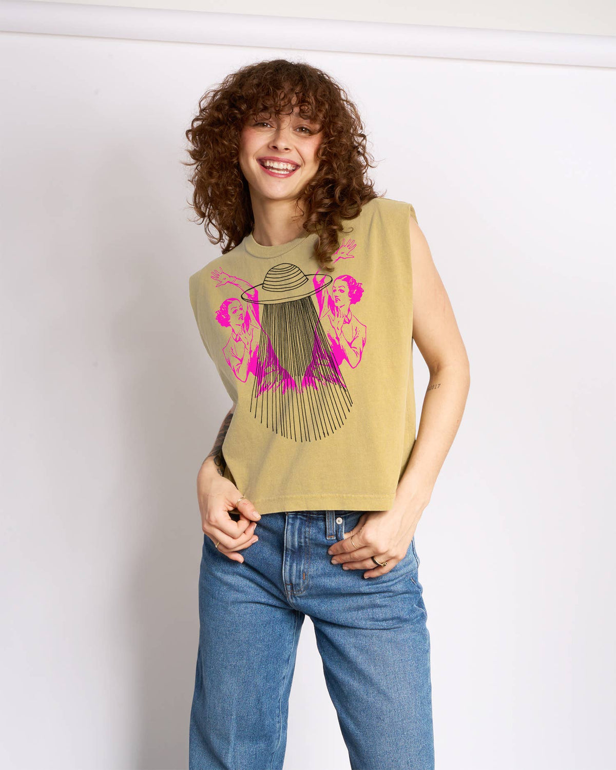 Go To Devil - UFO Ladies Joan Heavyweight Muscle Tee: Pink Lavender / Lg