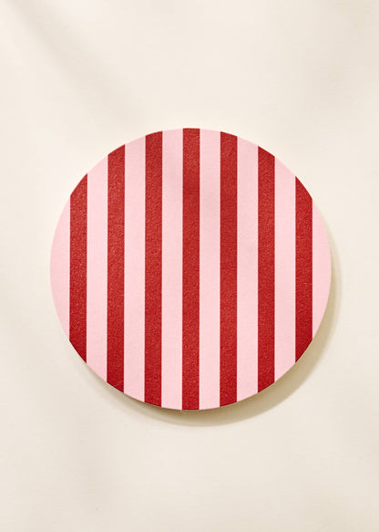 One & Only Paper - Pink and Maroon Striped Coaster - Set of 4