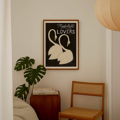 Pascale Berkowitz Studio Art - Swans: Midnight Lovers Giclée Fine Art Print: 11x14