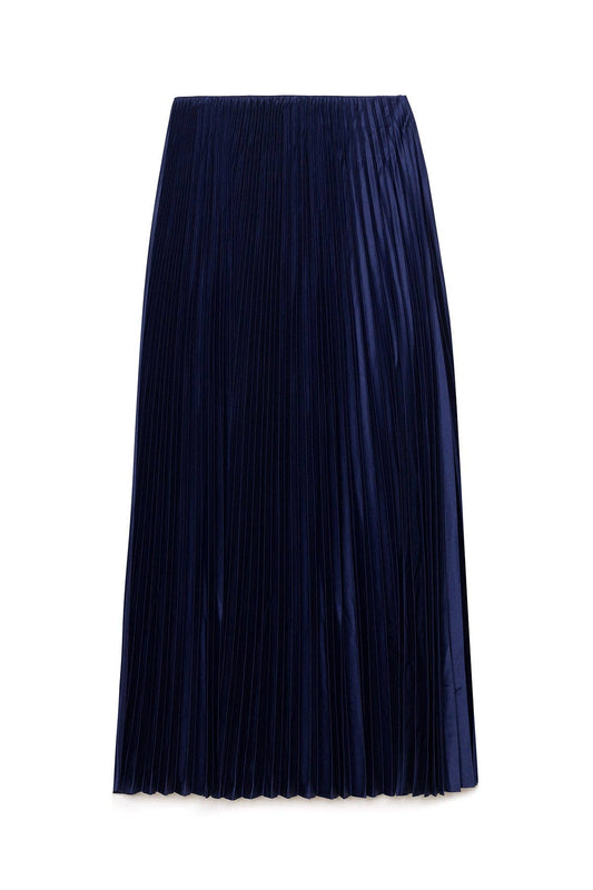 Touché Privé - PLEATED SKIRT - MAXI LENGTH, HIGH WAIST: Navy Blue / Standart