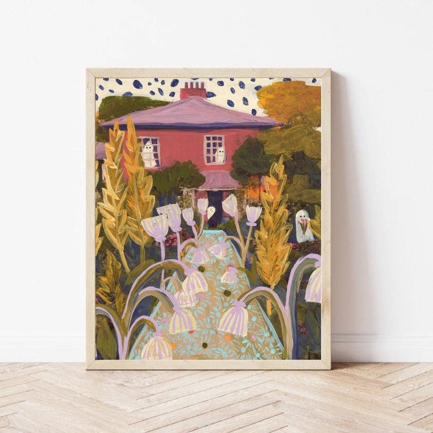 El Baker Art - Vintage Ghost Flower Garden Print: 11×14