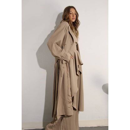 Mulla - BACK PLEATED TRENCH COAT: ASH TAUPE / M