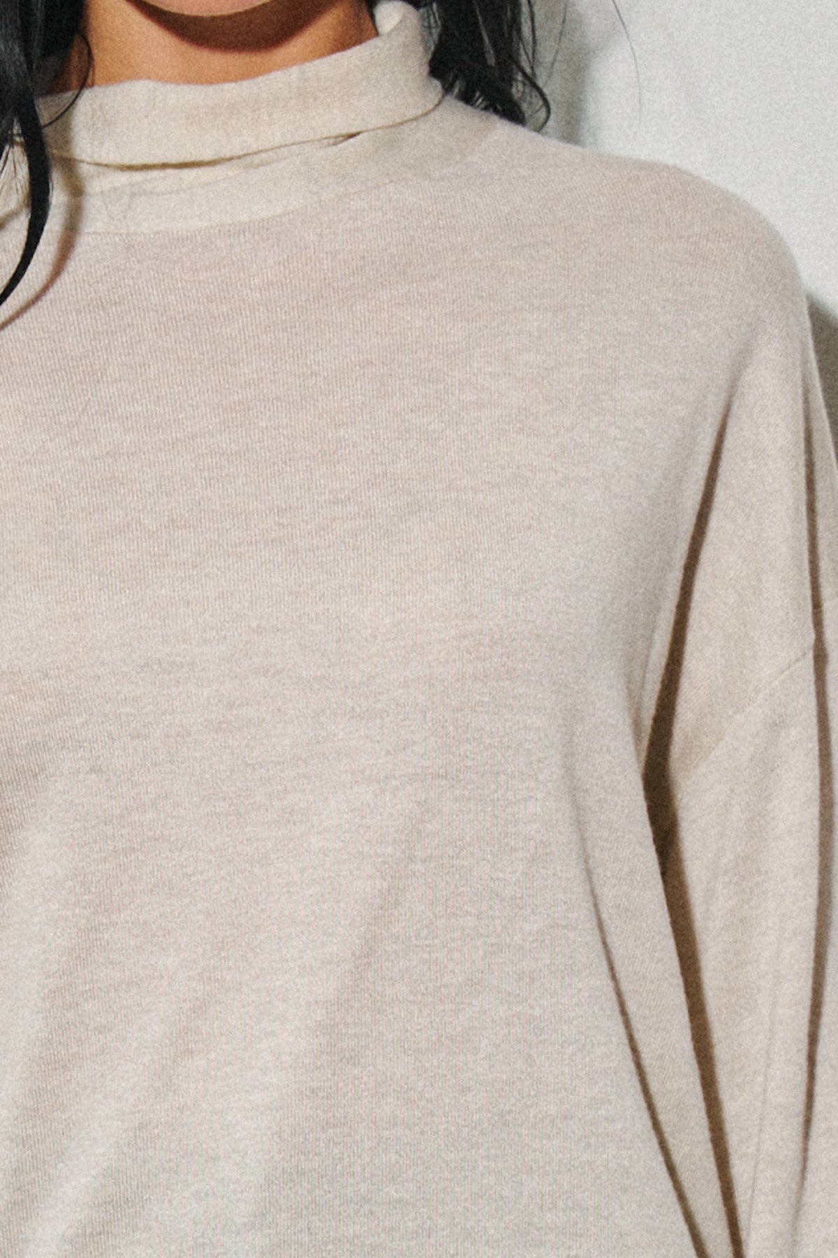 BEIGE BOTANY - M0009T LADIES KNIT PULLOVER SWEATER W/ SCARF: Oat / SM