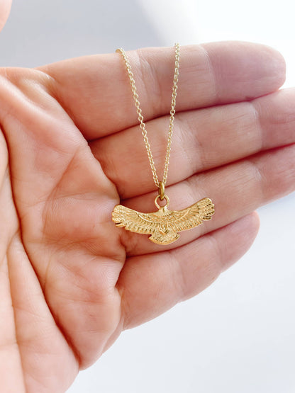 GeoMetricGem - Eagle Wings Necklace ~ Gold Plated Stainless Steel