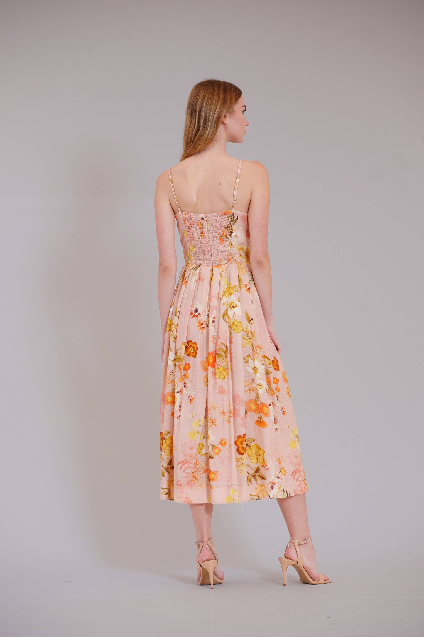 Julia Jordan - SLVLESS SWEETHEART EMPIRE PRINTED MIDI DRESS: BLUSH MULTI / 2