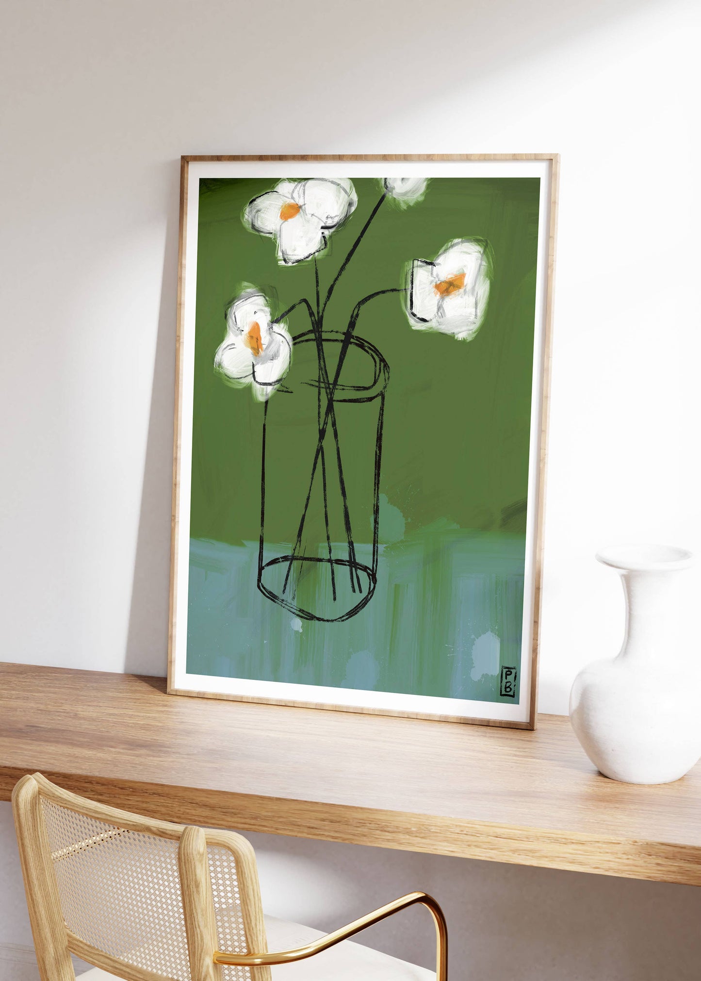 Pascale Berkowitz Studio Art - "Green Glass Still Life", Giclée Fine Art Print: 8x10