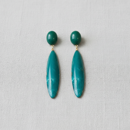 paperln - Emerald Teardrop Long Earrings