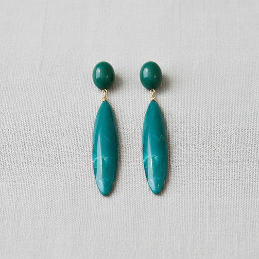 paperln - Emerald Teardrop Long Earrings