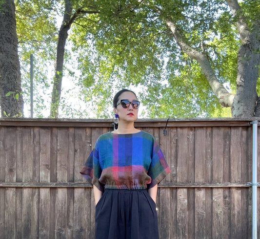 Joolee - Blue check top: S