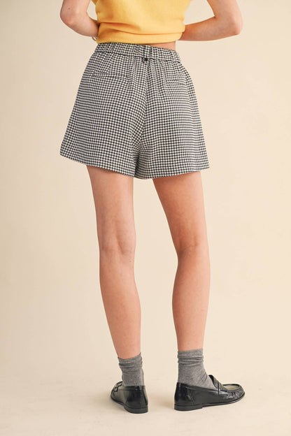 &MERCI - HOUNDSTOOTH PLEATED SHORTS MP4333: Hunter Green Houndst / M