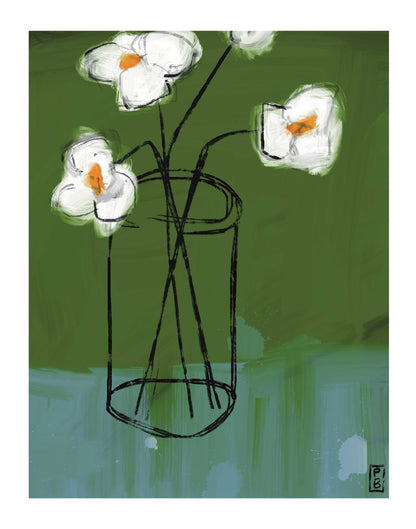 Pascale Berkowitz Studio Art - "Green Glass Still Life", Giclée Fine Art Print: 8x10