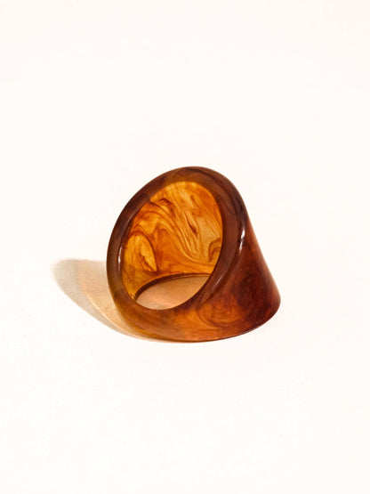 Flânerie by MAIQ - Doris Retro Vintage Chunky Statement Rings: Brown / 8