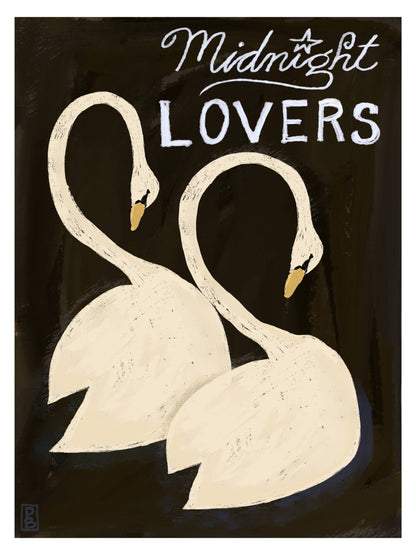 Pascale Berkowitz Studio Art - Swans: Midnight Lovers Giclée Fine Art Print: 11x14