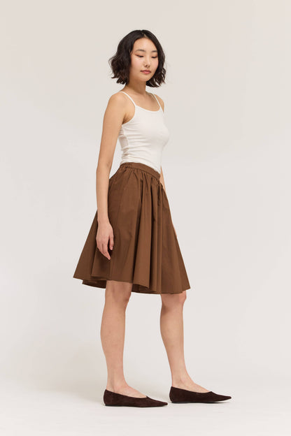 Grade & Gather - 50961 - ROUND CUT MAXI VOLUME SKIRT: TOBACCO / Contemporary / SMALL