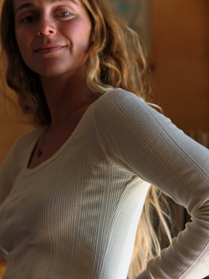 Mollusk - Long Sleeve Pointelle Tee: Natural / S