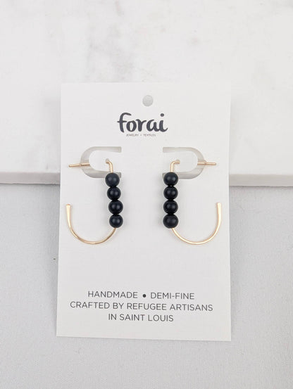 Forai - Jordan Black Onyx Beaded Earrings in 14 Karat Gold Filled