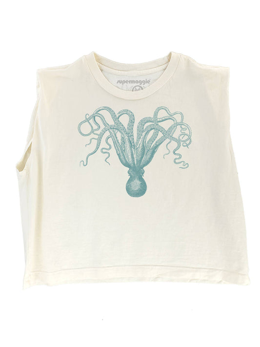 Supermaggie @ Faire - Octopus Maisie Heavyweight Muscle Tee: Off White / Md