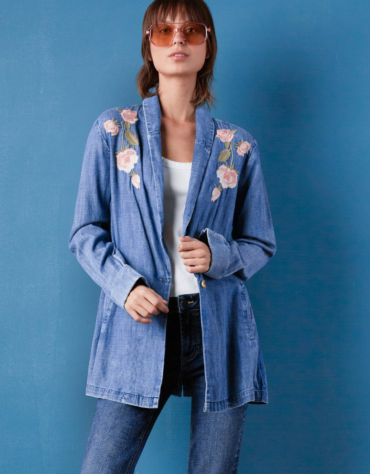 WASH LAB - Rose Denim Blazer: Denim / M