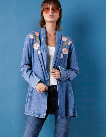 WASH LAB - Rose Denim Blazer: Denim / S