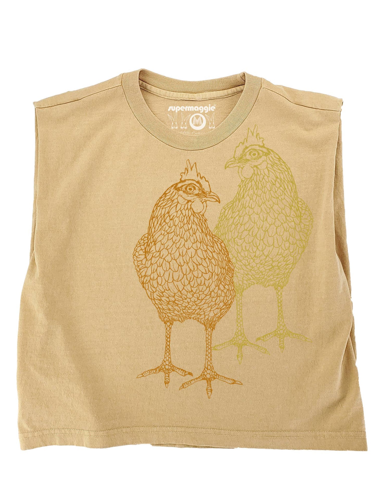 Supermaggie @ Faire - Chickens Maisie Heavyweight Muscle Tee: Off Black / Sm