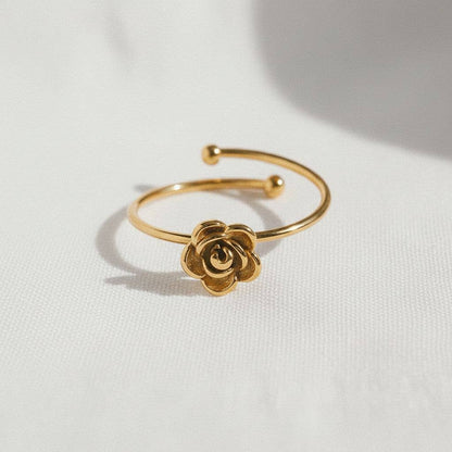 paperln - Floral Design Open Ring in Stainless Steel