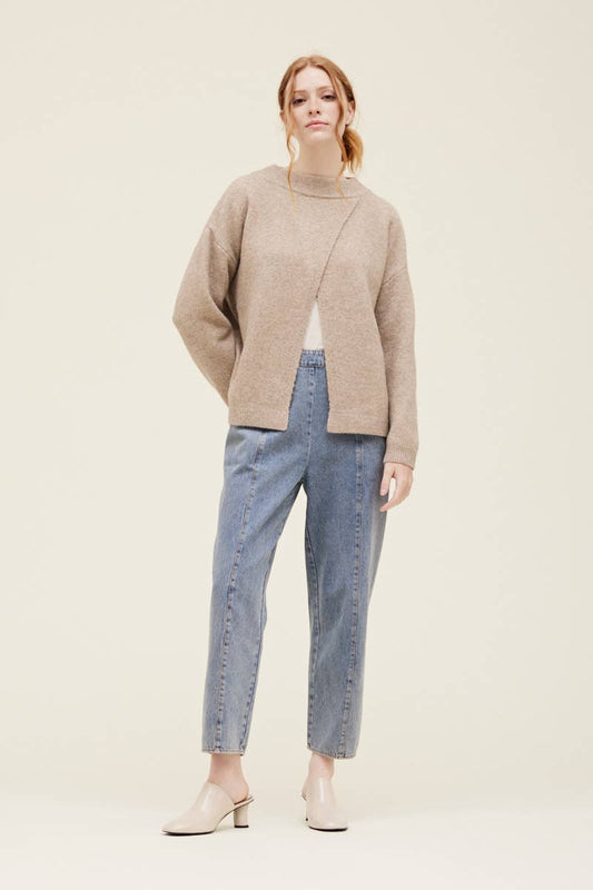 Grade & Gather - 41484 - FRONT TO BACK OVERLAP SWEATER: NATURAL / SMALL