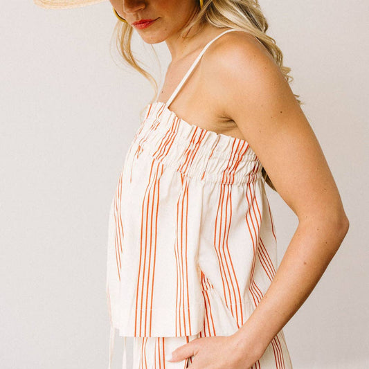 Sunshine Tienda - Cherry Pinstripe Daphne Top: L