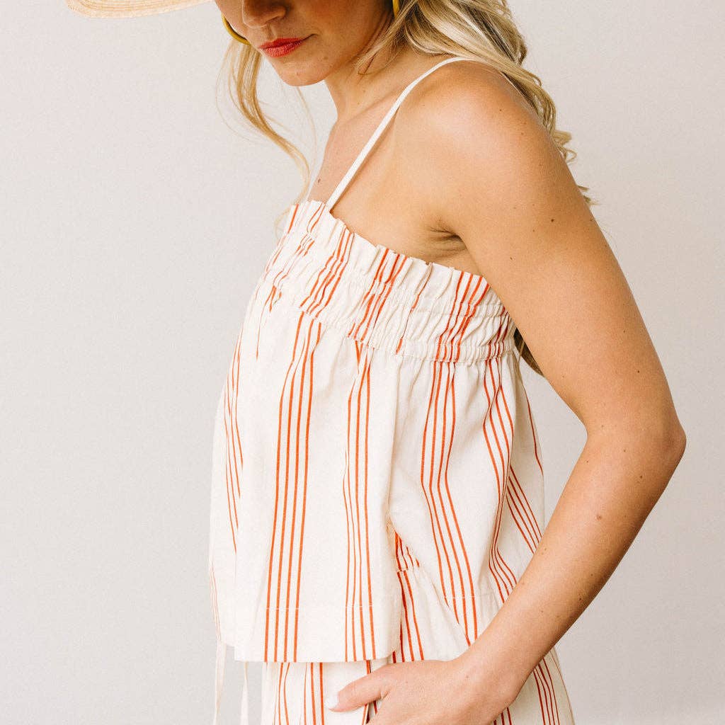 Sunshine Tienda - Cherry Pinstripe Daphne Top: XS