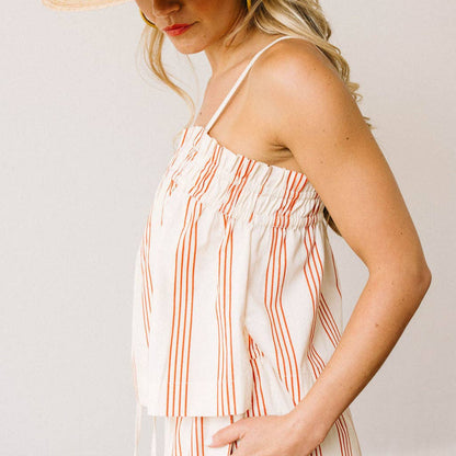 Sunshine Tienda - Cherry Pinstripe Daphne Top: XS