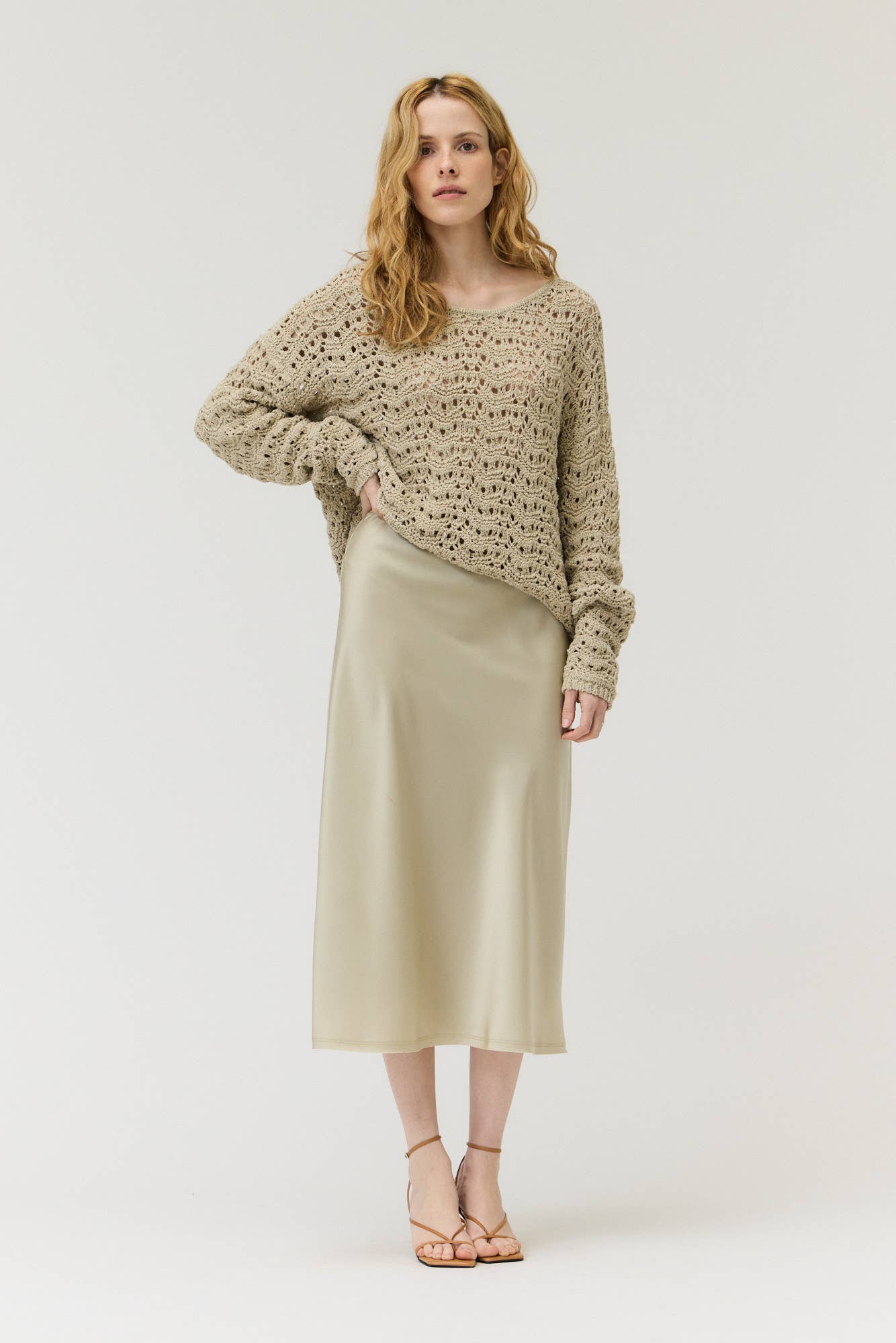 Grade & Gather - 50685 - SATIN MERMAID FIT SKIRT: BLUE DUSK / Contemporary / LARGE