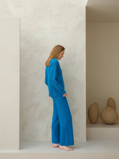 Lèmme - Cashmere blend wide-leg pants: Ceruleo / M